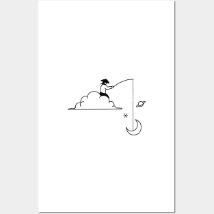 Abstract Minimalist Space Fishing Posters and Art